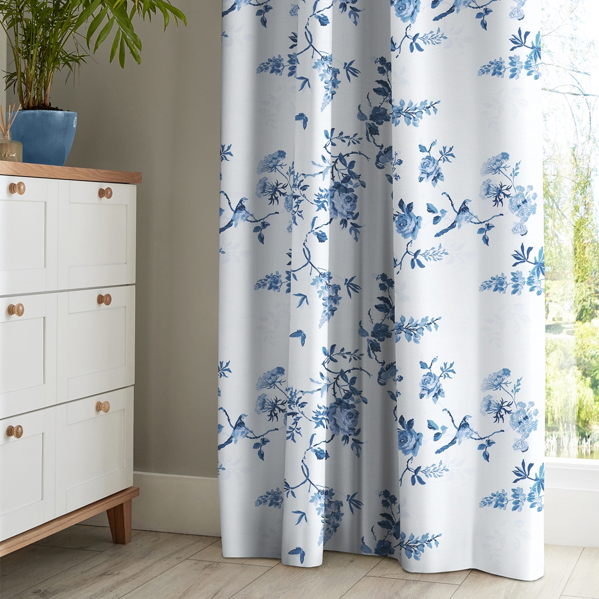 Product photograph of Cath Kidston Birds And Roses Blue Curtain from Choice Furniture Superstore.